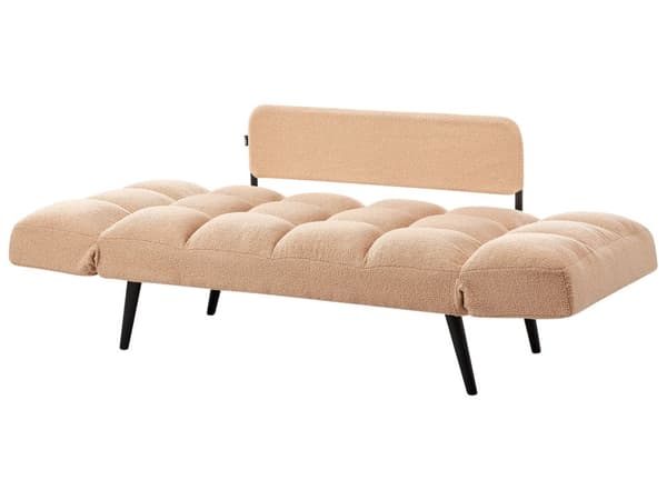 Sovesofa Sand Beige Boucle Metallben 2 Seter Soverom Funksjon Justerbare Armlener Moderne