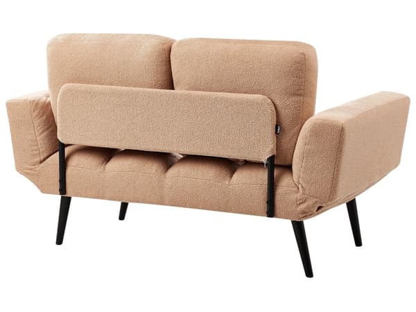 Sovesofa Sand Beige Boucle Metallben 2 Seter Soverom Funksjon Justerbare Armlener Moderne