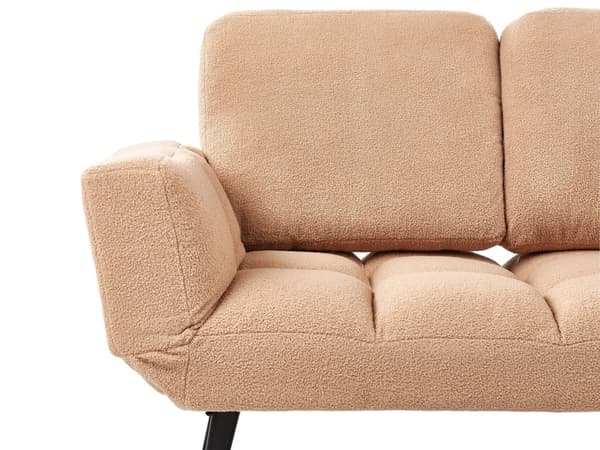 Sovesofa Sand Beige Boucle Metallben 2 Seter Soverom Funksjon Justerbare Armlener Moderne
