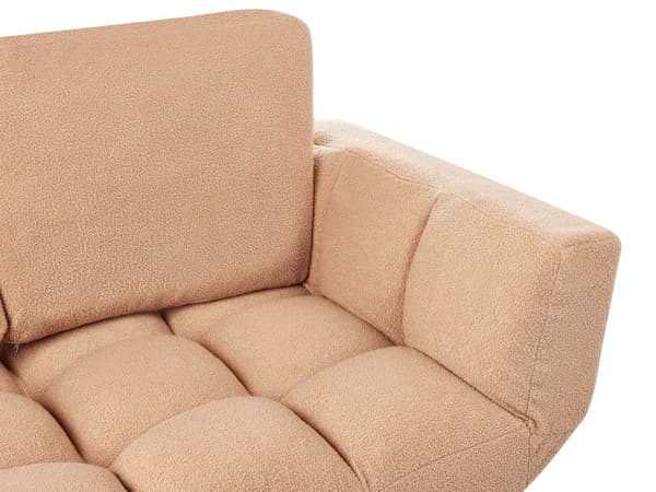 Sovesofa Sand Beige Boucle Metallben 2 Seter Soverom Funksjon Justerbare Armlener Moderne