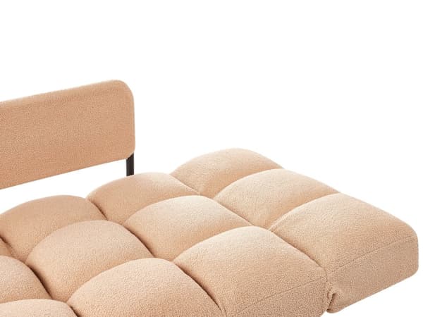 Sovesofa Sand Beige Boucle Metallben 2 Seter Soverom Funksjon Justerbare Armlener Moderne