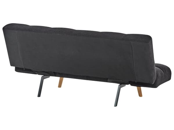 Sovesofa Svart Boucle Stoff Polstret 3-seter Liggende Ryggstøtte Firkantet Quiltet