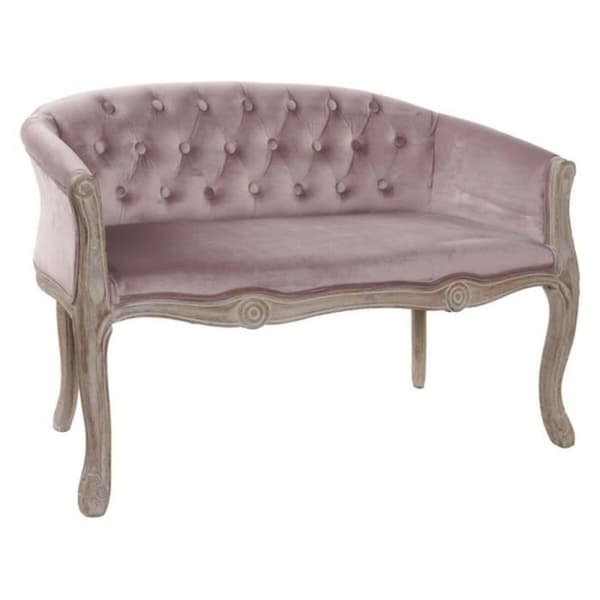 Traditionell soffa i polyester och trä - Vit - 107 x 61 x 71 cm