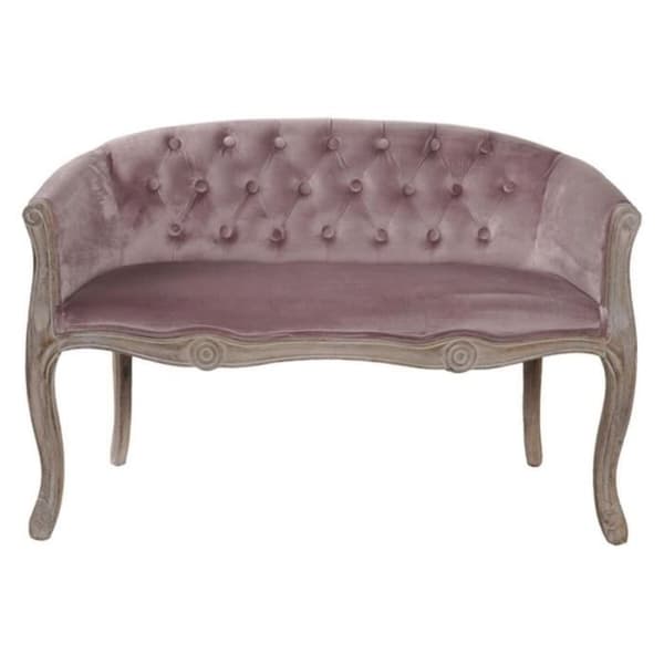 Traditionell soffa i polyester och trä - Vit - 107 x 61 x 71 cm