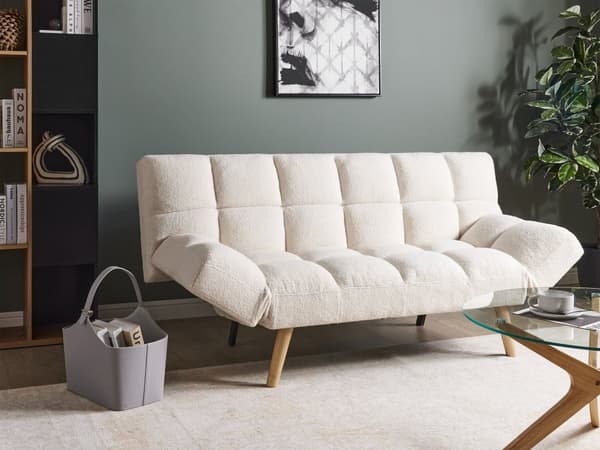 Sovesofa Hvid Boucle 2 Personers Moderne Blød Sofa Sofaseng To Personers Designsofa Praktisk Splitback Stofsofa God Liggekomfort