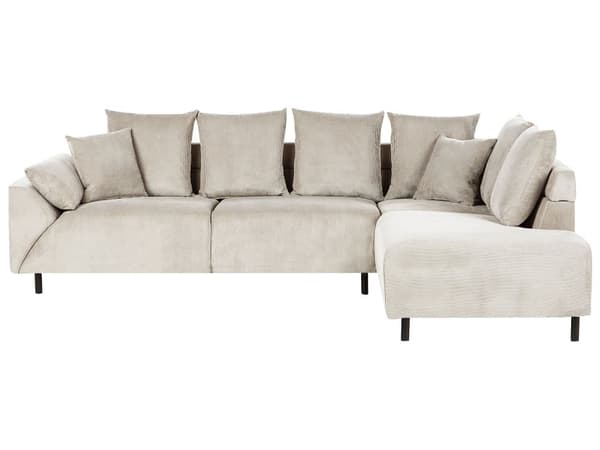 Hjørnesofa med Open End Beige Fløjl Polyester 4 Personers Sofa L Formet Sofa Dyb Blød Stofsofa Design Venstrevendt