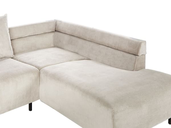 Hjørnesofa med Open End Beige Fløjl Polyester 4 Personers Sofa L Formet Sofa Dyb Blød Stofsofa Design Venstrevendt