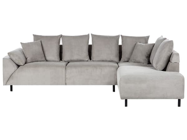 Hjørnesofa med Open End Lysegrå Fløjl Polyester 4 Personers Sofa L Formet Sofa Dyb Blød Stofsofa Design Venstrevendt