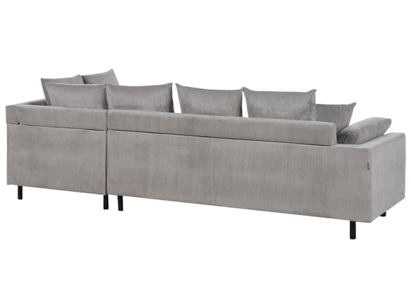 Hjørnesofa med Open End Lysegrå Fløjl Polyester 4 Personers Sofa L Formet Sofa Dyb Blød Stofsofa Design Venstrevendt