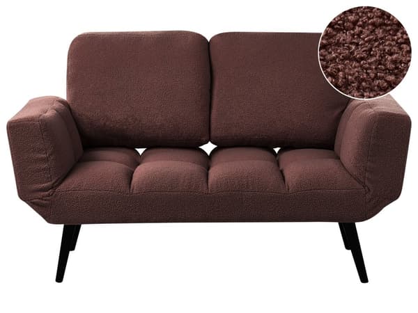 Sovesofa Brun Boucle 2 Personers Moderne Blød Sofa Sofaseng To Personers Designsofa Praktisk Splitback Stofsofa God Liggekomfort