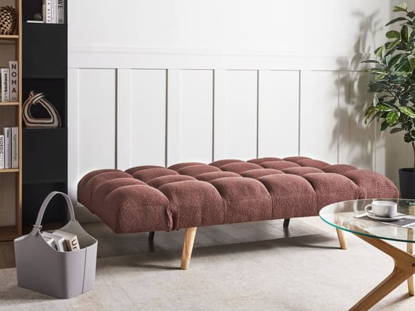 Sovesofa Brun Boucle 2 Personers Moderne Blød Sofa Sofaseng To Personers Designsofa Praktisk Splitback Stofsofa God Liggekomfort