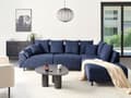 Miniatyrbillede 2 af 11: Hjørnesofa med Open End Blå Fløjl Polyester 4 Personers Sofa L Formet Sofa Dyb Blød Stofsofa Design Venstrevendt