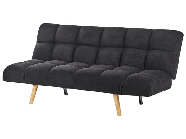 Sovesofa Sort Boucle 2 Personers Moderne Blød Sofa Sofaseng To Personers Designsofa Praktisk Splitback Stofsofa God Liggekomfort