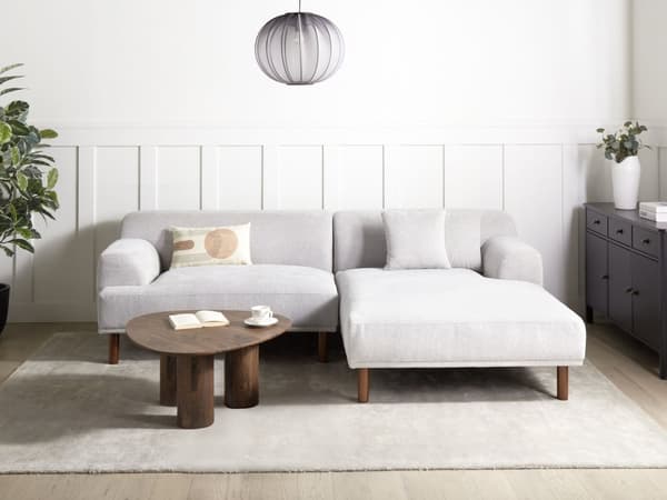 Hörnsoffa Ljusgrå Tyg Vänster Vattenavvisande Klädsel 3-sits Minimalistisk Stil
