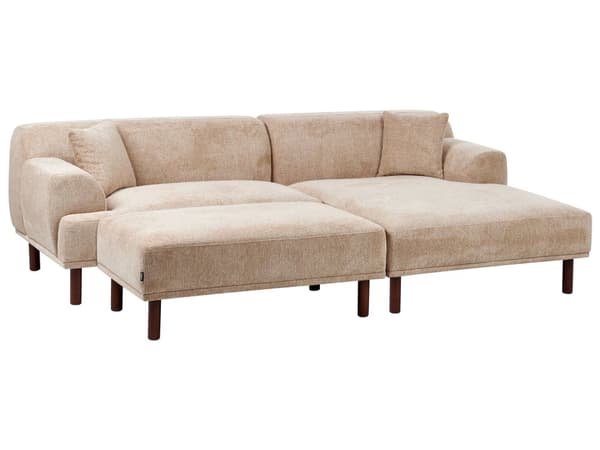 Hörnsoffa Vänster med Fotpall Beige Vattenavvisande Klädsel 3-sitsig Minimalistisk Stil