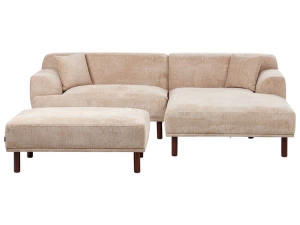 Hörnsoffa Vänster med Fotpall Beige Vattenavvisande Klädsel 3-sitsig Minimalistisk Stil