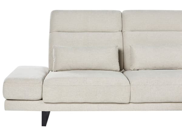 Hörnsoffa Vänster Beige Polyesterklädsel Stålben Justerbara Armstöd och Ryggstöd Vardagsrumsmöbler