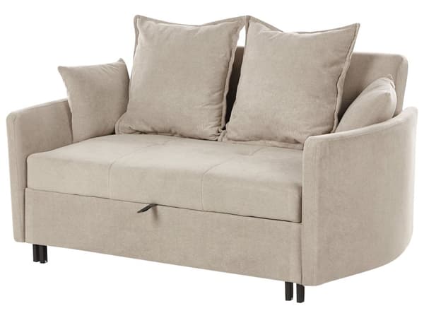 Bäddsoffa 2-sits Taupe Sovfunktion Profilerade Armstöd