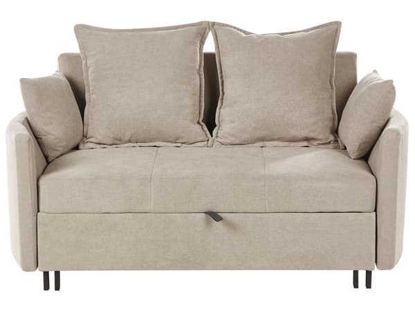 Bäddsoffa 2-sits Taupe Sovfunktion Profilerade Armstöd