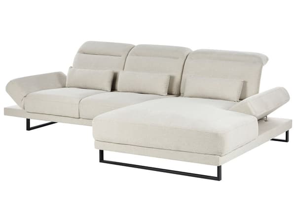 Venstre Hjørnesofa Lys beige Polyester Polstring Stålben Justerbare Armlener og Ryggstøtte Stue Møbler