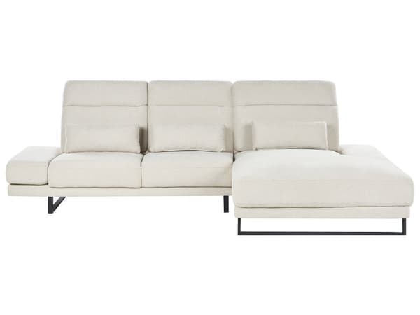 Venstre Hjørnesofa Lys beige Polyester Polstring Stålben Justerbare Armlener og Ryggstøtte Stue Møbler