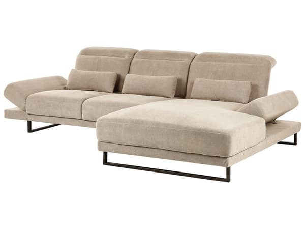 Venstre Hjørnesofa Taupe Polyester Polstring Stålben Justerbare Armlener og Ryggstøtte Stue Møbler