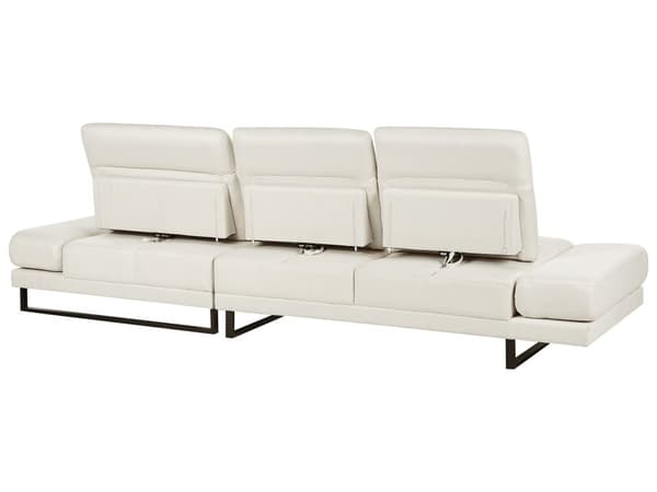 Venstre Hjørnesofa Off-white Polyester Polstring Stålben Justerbare Armlener og Ryggstøtte Stue Møbler