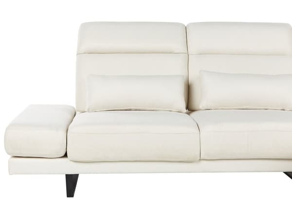 Venstre Hjørnesofa Off-white Polyester Polstring Stålben Justerbare Armlener og Ryggstøtte Stue Møbler