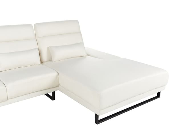 Venstre Hjørnesofa Off-white Polyester Polstring Stålben Justerbare Armlener og Ryggstøtte Stue Møbler