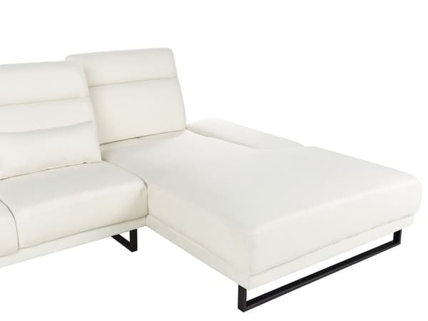 Venstre Hjørnesofa Off-white Polyester Polstring Stålben Justerbare Armlener og Ryggstøtte Stue Møbler