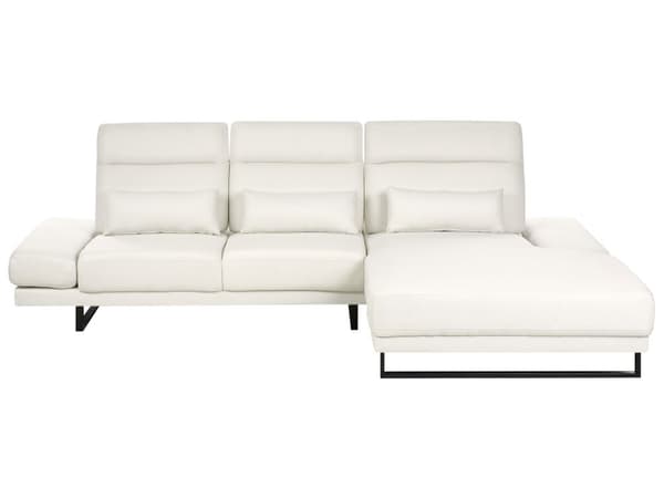 Venstre Hjørnesofa Off-white Polyester Polstring Stålben Justerbare Armlener og Ryggstøtte Stue Møbler