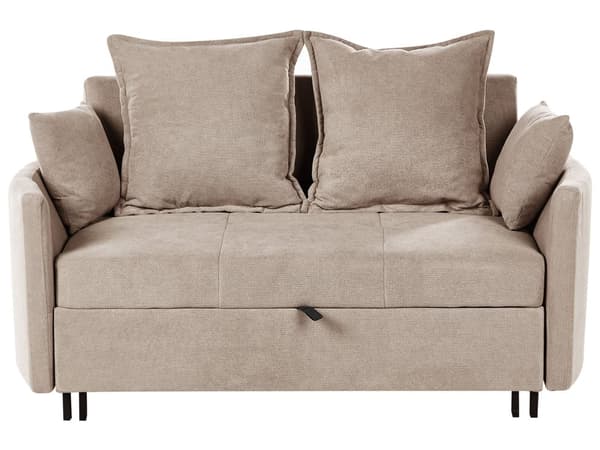 2 seters Sovesofa Taupe Sovefunksjon Profilerte Armlener Moderne Design