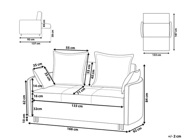 2 seters Sovesofa Grønn Sovefunksjon Profilerte Armlener Moderne Design