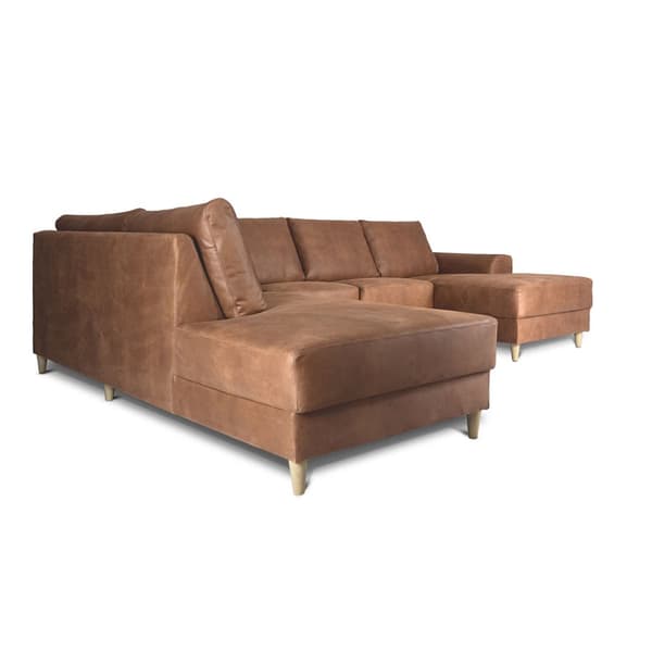 Nordic U-soffa vänster cognacfärgad läder.