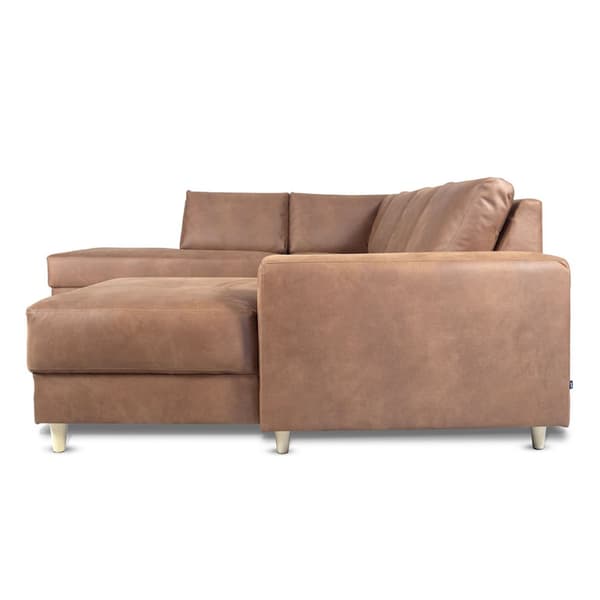 Nordic U-soffa vänster cognacfärgad läder.