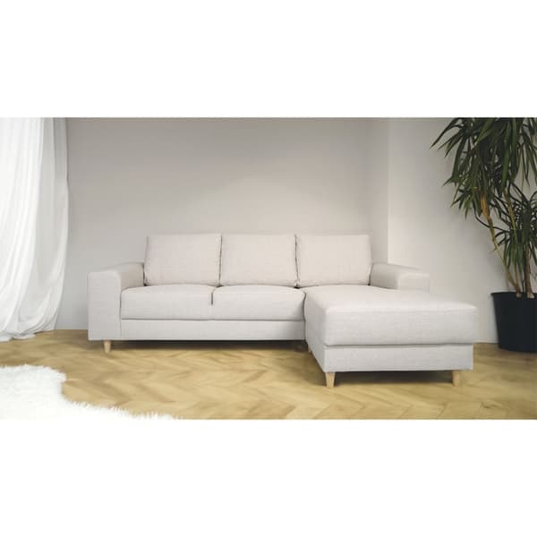 Nordic sofa med chaiselong højrevendt lys beige.