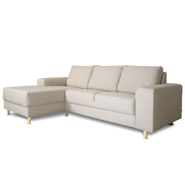 Nordic soffa med schäslong vänster ljus beige.