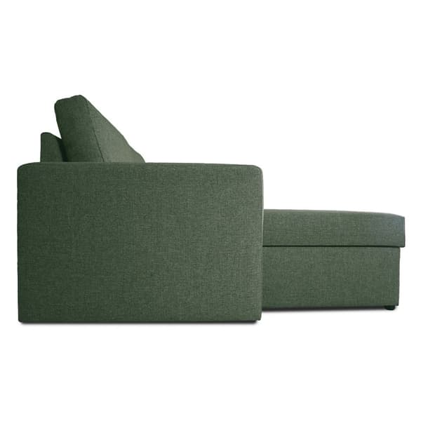 Odin sovesofa , hjørnesofa med opbevaring højre, venstrevendt grøn.
