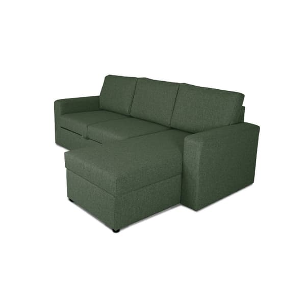 Odin sovesofa , hjørnesofa med opbevaring højre, venstrevendt grøn.