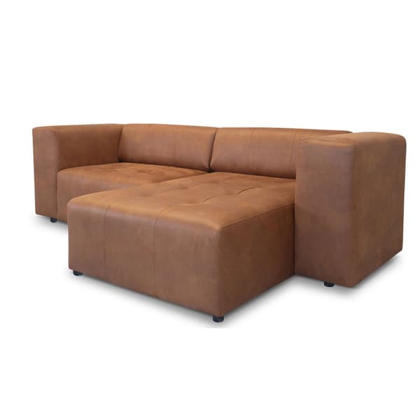 Heaven sofa med chaiselong højre, venstrevendt cognac farvet læder.