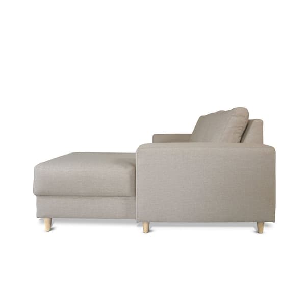 Nordic sofa med sjeselong høyrevent lyse beige.