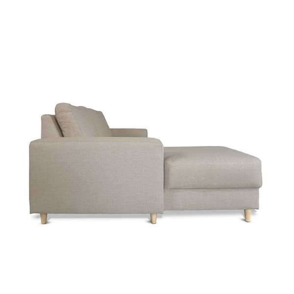 Nordic sofa med sjeselong venstrevent lyse beige.
