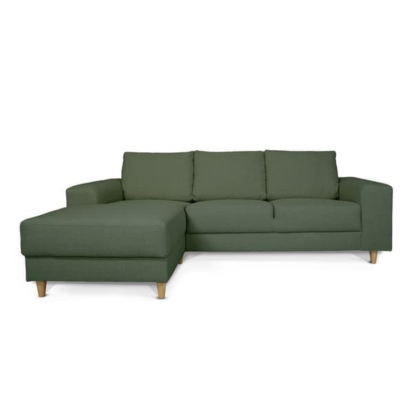 Nordic sofa med sjeselong venstrevent grønn.
