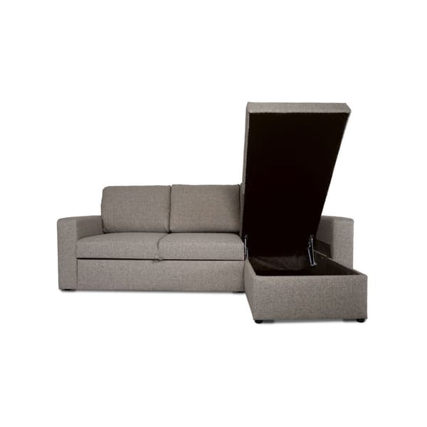 Odin sovesofa, hjørnesofa med lagring høyre eller venstrevent grå sandfarget.