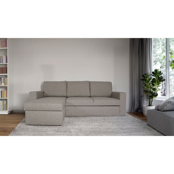 Odin sovesofa, hjørnesofa med lagring høyre eller venstrevent grå sandfarget.