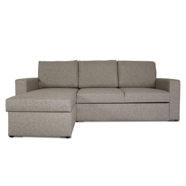 Odin sovesofa, hjørnesofa med lagring høyre eller venstrevent grå sandfarget.