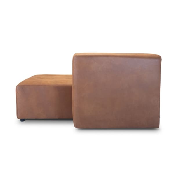 Heaven sofa med sjeselong høyre eller venstrevent cognacfarget skinn.
