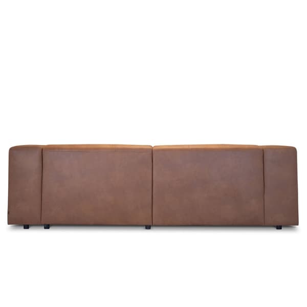 Heaven sofa med sjeselong høyre eller venstrevent cognacfarget skinn.
