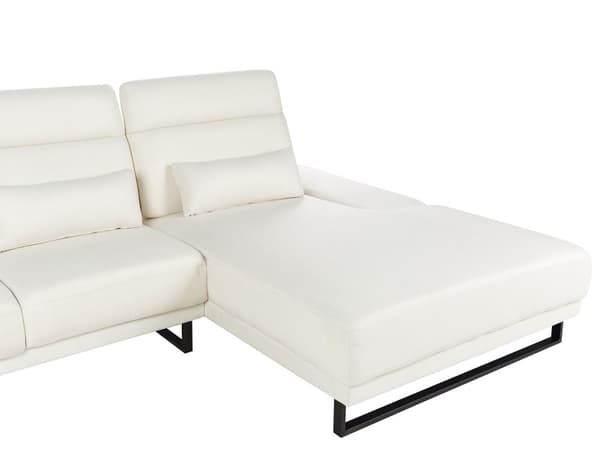 Hjørnesofa med Open End Off White Stof Polyester 4 Personers Sofa med Chaiselong L Formet Sofa Dyb Blød Stofsofa Design Venstrevendt