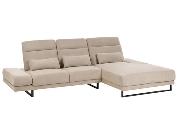 Hjørnesofa med Open End Taupe Stof Polyester 4 Personers Sofa med Chaiselong L Formet Sofa Dyb Blød Stofsofa Design Venstrevendt